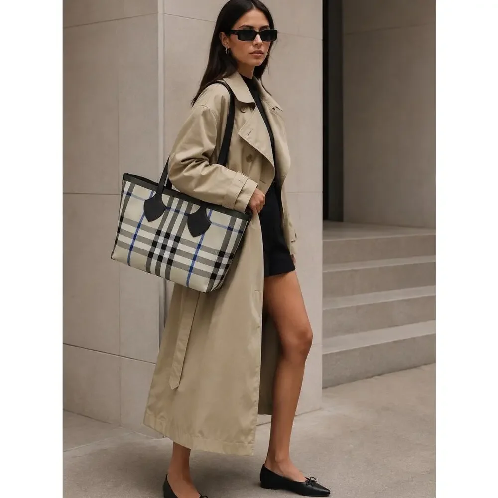 Burberry Reversible Check Canvas Tote Bag